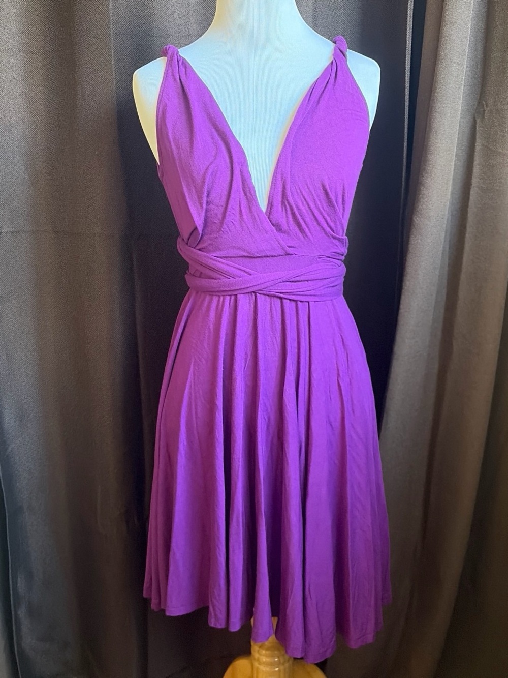 Frenzy Purple Wrap Waist Mini Dress